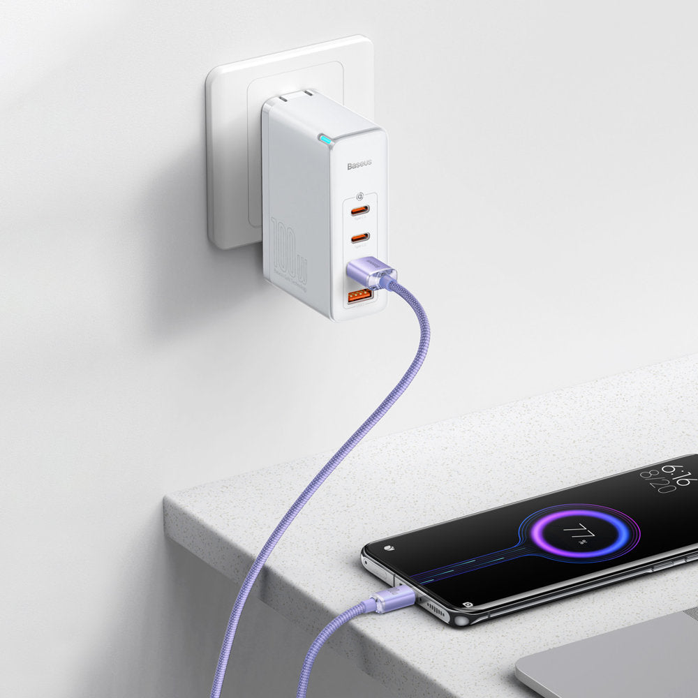 Baseus Crystal Shine Series cable USB cable for fast charging and data transfer USB Type A - USB Type C 100W 1.2m purple (CAJY000405)