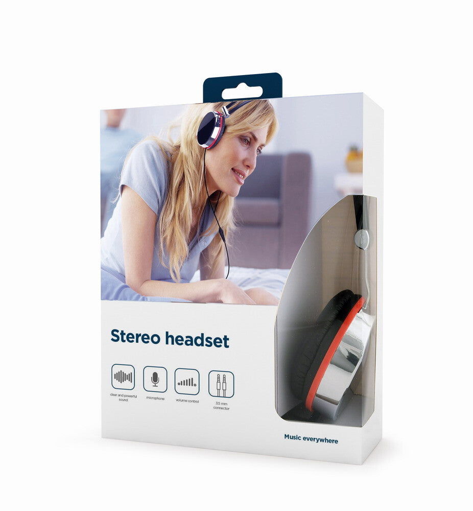 Gembird MHS-903 hovedtelefoner/headset Ledningsført Opkald/musik Sort, Rød, Sølv