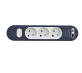 E-LINE 3-stikdåse m/USB A+C u/j 1,4m ledning
