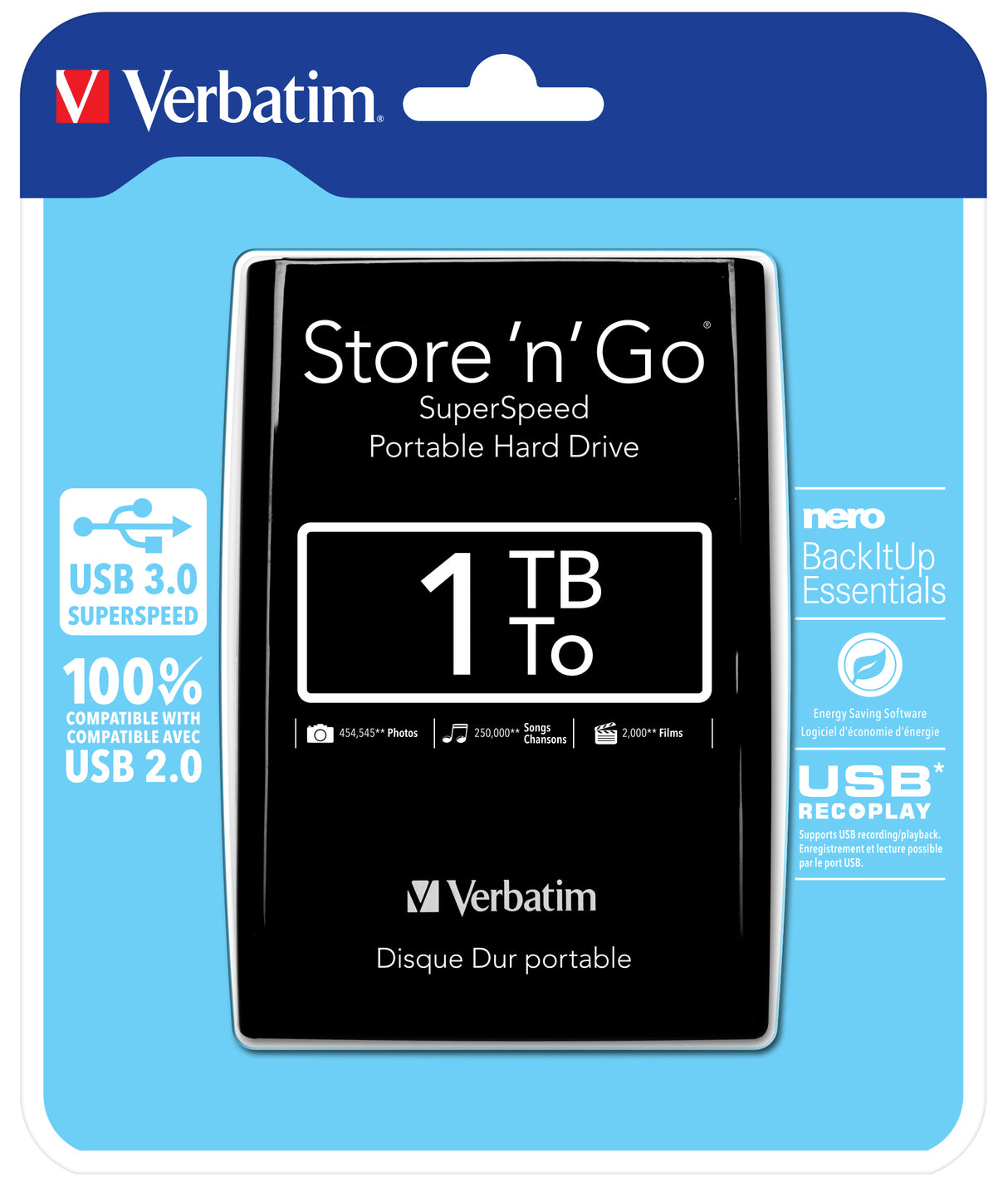 Verbatim Store 'n' Go Harddisk Portable 1TB USB 3.0 5400rpm