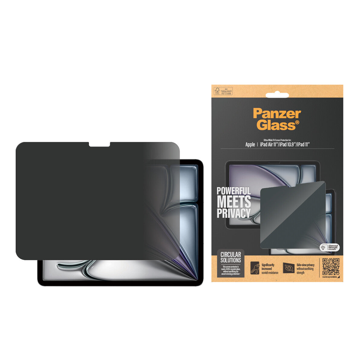 PanzerGlass ® 2-Way Privacy Skærmbeskyttelse iPad Air 11'' (2024-2025) | iPad 11" (2025) | iPad 10.9'' (2022) | Ultra-Wide Fit
