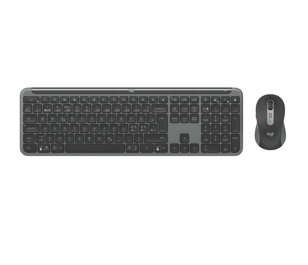 Logitech Signature Slim Combo MK950 - Graphite - Tastatur & Mus sæt - Nordisk - Grå