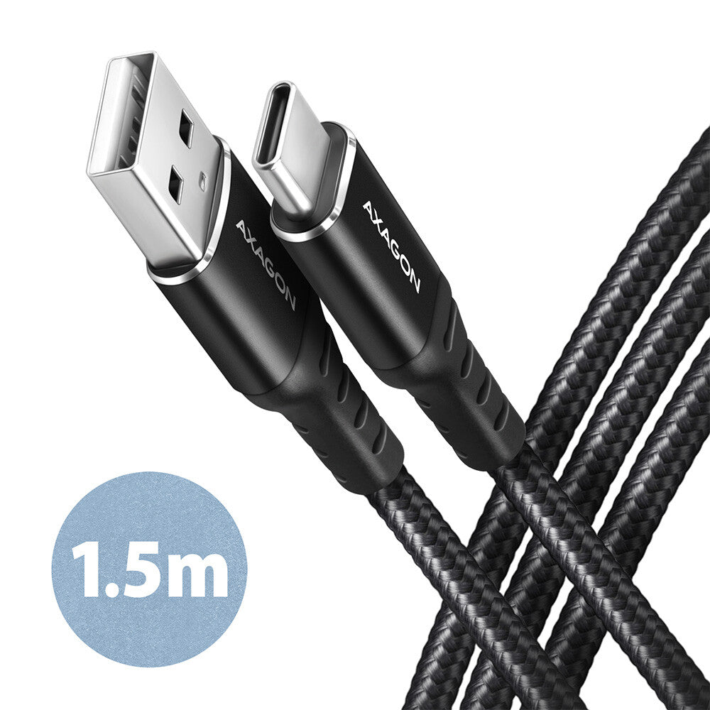Axagon BUCM-AM15AB USB-kabel USB 2.0 1,5 m USB A USB C 0,48 Gbit/sek. Sort