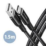 Axagon BUCM-AM15AB USB-kabel USB 2.0 1,5 m USB A USB C 0,48 Gbit/sek. Sort
