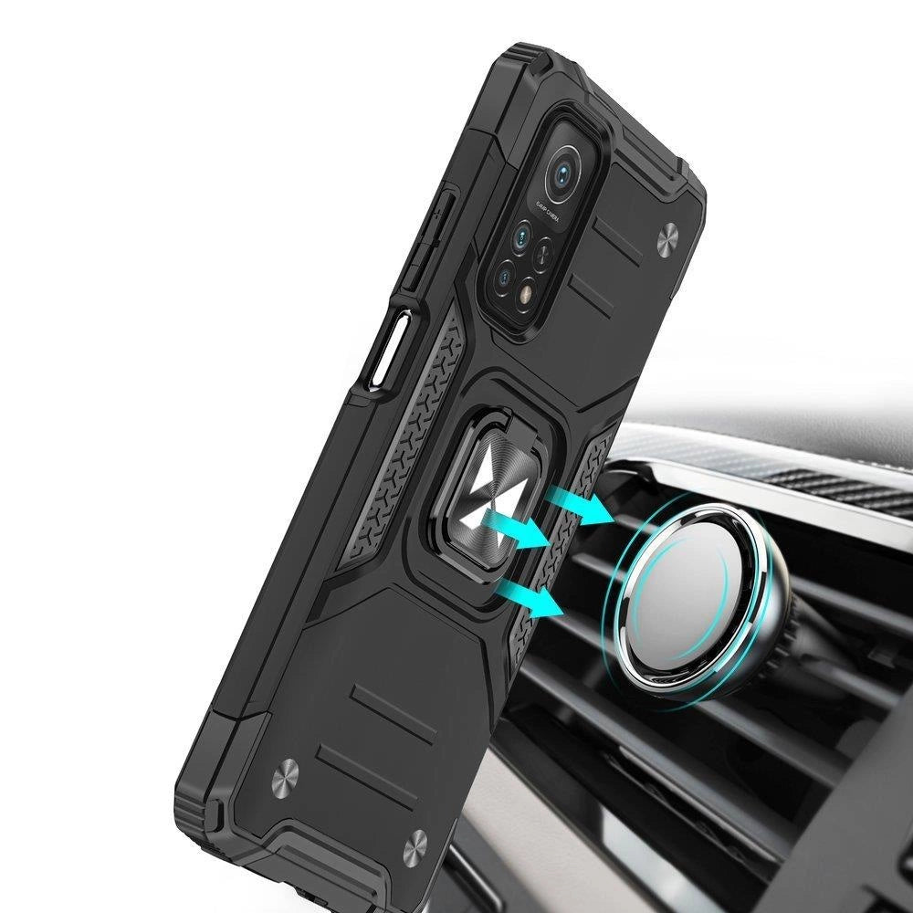 Wozinsky Ring Armor Tough Hybrid Case Cover + Magnetisk Mount Mi Poco M4 Pro 5G / Redmi Note 11 5G (Kina) / Redmi Note 11T 5G / Redmi Note 11S 5G sort
