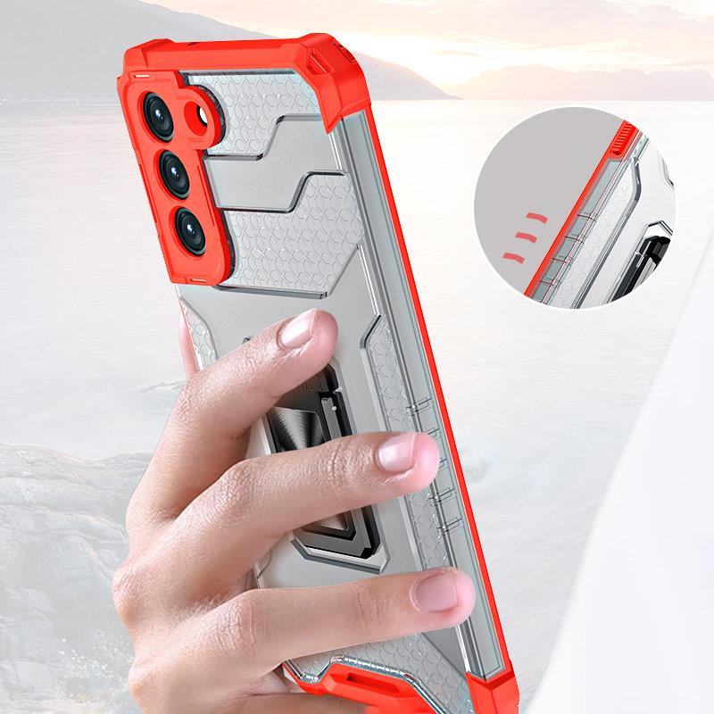 Crystal Ring Case robust hybrid cover + magnetisk holder til Samsung Galaxy S22 + (S22 Plus) blå
