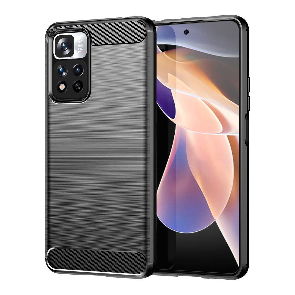 Carbon Case fleksibelt cover til Xiaomi Redmi Note 11 Pro+ 5G (Kina) / 11 Pro 5G (Kina) / Mi11i HyperCharge / Poco X4 NFC sort