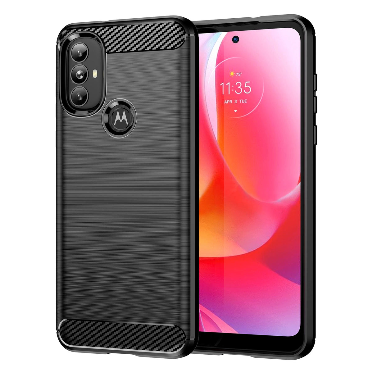 Carbon Case Fleksibel forside til Motorola Moto G Power 2022 sort