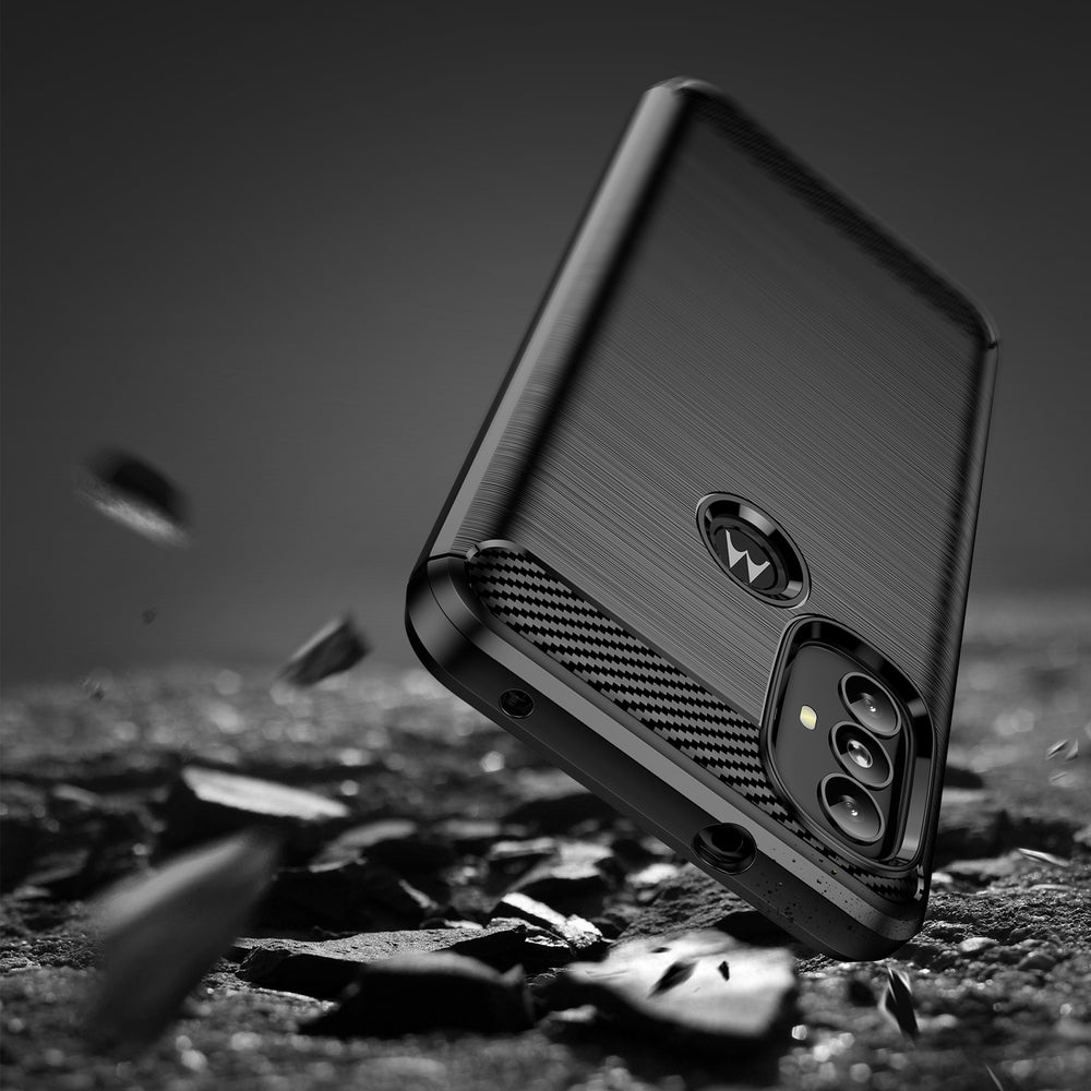 Carbon Case Fleksibel forside til Motorola Moto G Power 2022 sort