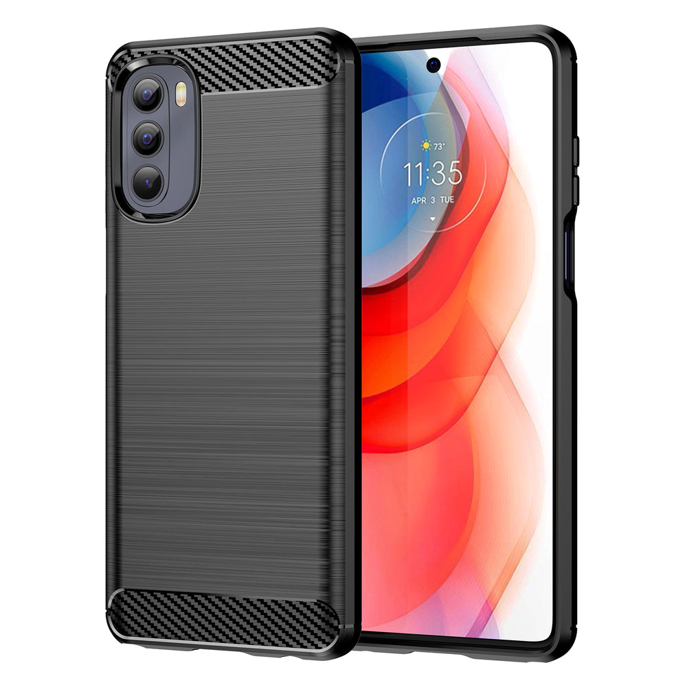Carbon Case fleksibelt cover til Motorola Moto G Stylus 2022 sort