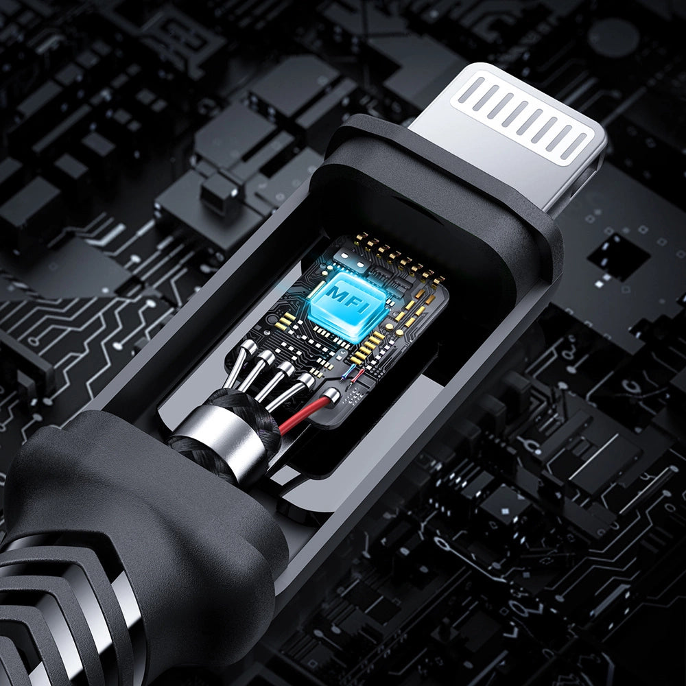 Acefast C4-01 Lightning - USB-C PD-kabel 30W 3A 480Mb/s 1,8m - sort