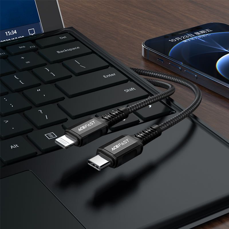 Acefast C1-01 Lightning - USB-C MFi PD cable 30W 3A 480Mb/s 1.2m - black