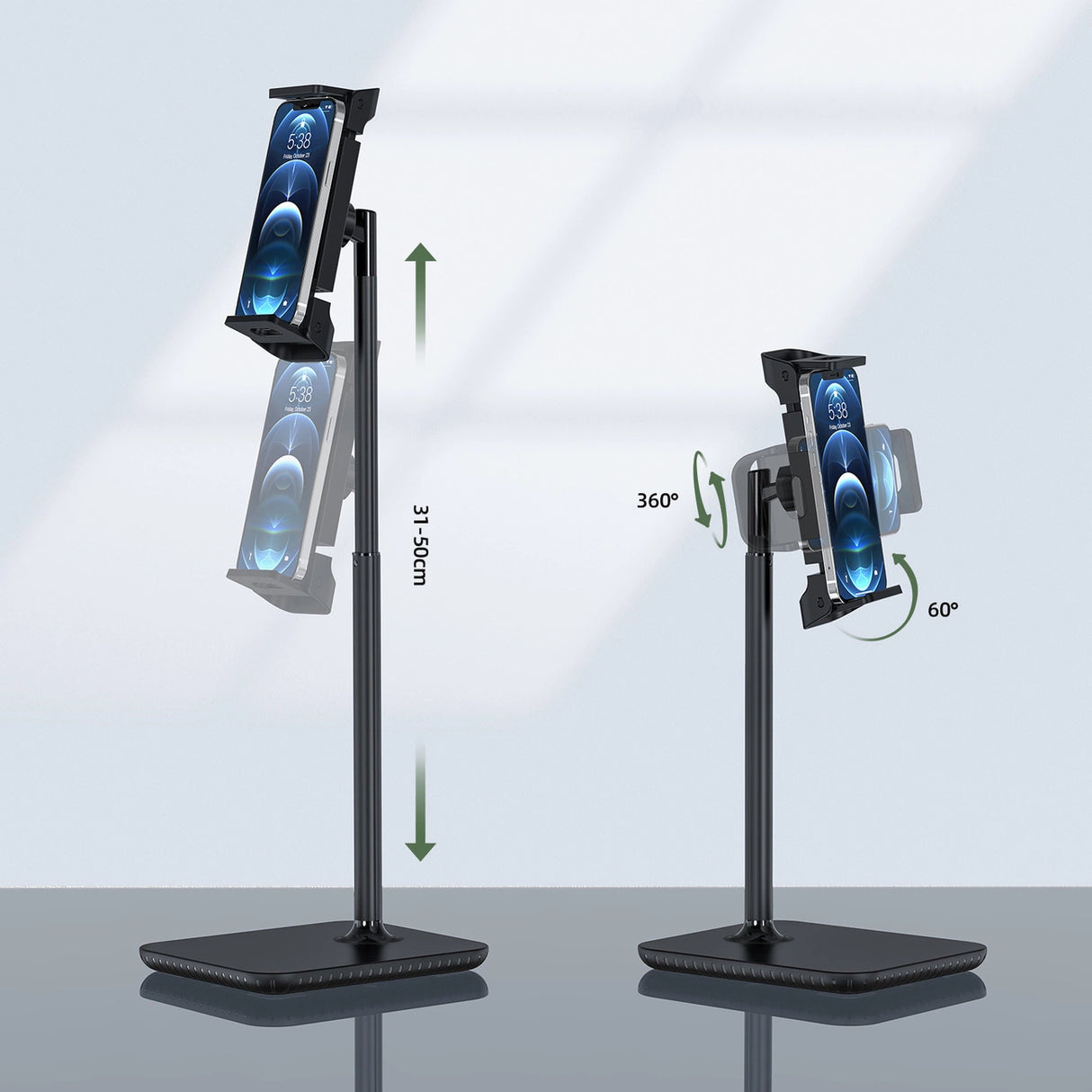 Acefast teleskopisk telefon- og tabletholder (135-230 mm bred) til skrivebordet 360° sort (E4 sort)