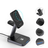 Acefast Qi trådløs oplader 15W til iPhone (med MagSafe), Apple Watch og Apple AirPods Standholder Magnetisk Holder sort (E3 sort)