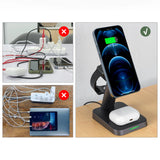 Acefast Qi trådløs oplader 15W til iPhone (med MagSafe), Apple Watch og Apple AirPods Standholder Magnetisk Holder sort (E3 sort)