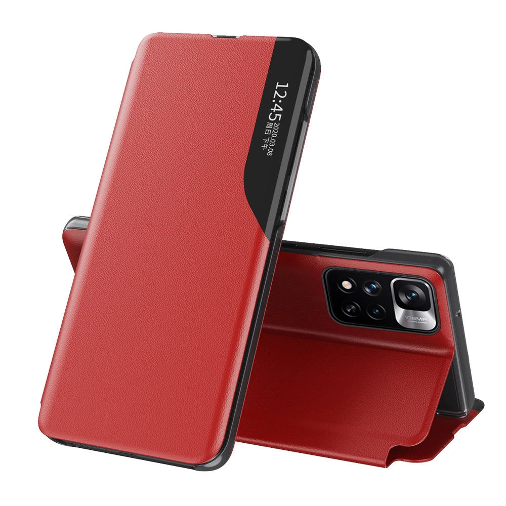 Eco Leather View Case elegant kuffert med flip cover og standfunktion Xiaomi Redmi Note 11 Pro+ 5G (Kina) / 11 Pro 5G (Kina) / Mi11i HyperCharge / Poco X4 NFC 5G rød