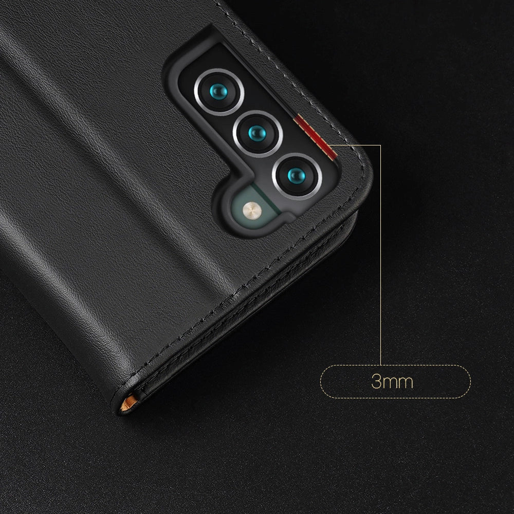 Dux Ducis Hivo Leather Flip Cover Genuine Leather Wallet For Cards And Documents Samsung Galaxy S22 + (S22 Plus) Blue