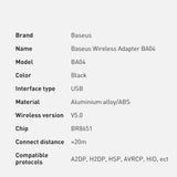 Baseus BA04 mini Bluetooth 5.0 USB adapter receiver transmitter for computer black (ZJBA000001)