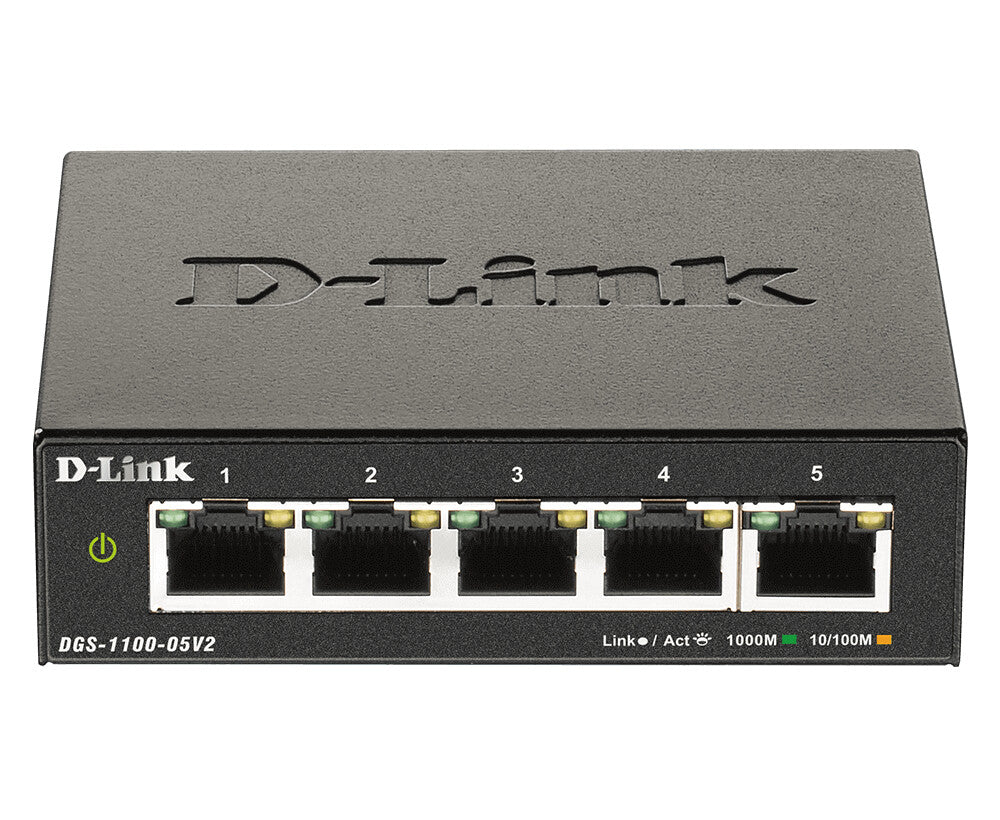 D-Link DGS-1100-05V2/E netværksswitch Administreret L2 Gigabit Ethernet (10/100/1000) Sort