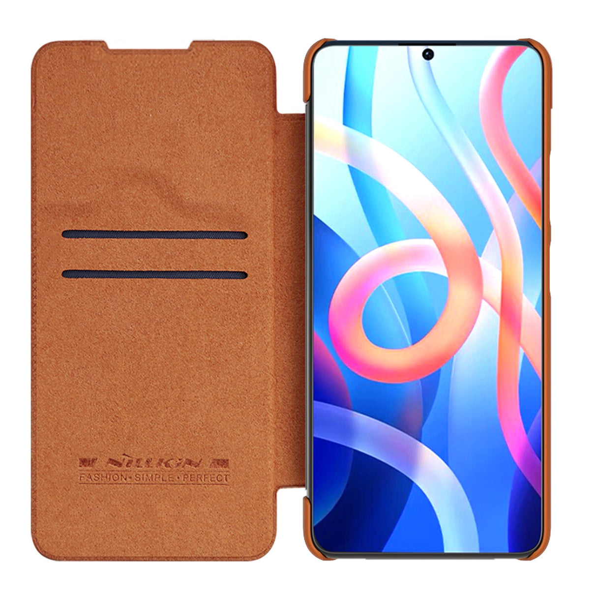 Nillkin Qin Case Case til Xiaomi Redmi Note 11T 5G / Note 11S 5G / Note 11 5G (Kina) / Poco M4 Pro 5G Kamera Cover Holster Cover Flip Case Brown