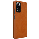 Nillkin Qin Case Case for Xiaomi Redmi Note 11 Pro+ (China) / Redmi Note 11 Pro (China) / Mi11i HyperCharge Camera Protector Holster Cover Flip Case Brown