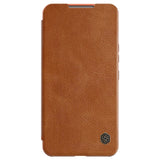 Nillkin Qin læder Pro Case Case til Samsung Galaxy S22+ (S22 Plus) Kamera beskytter Holster Cover Flip Case Brown