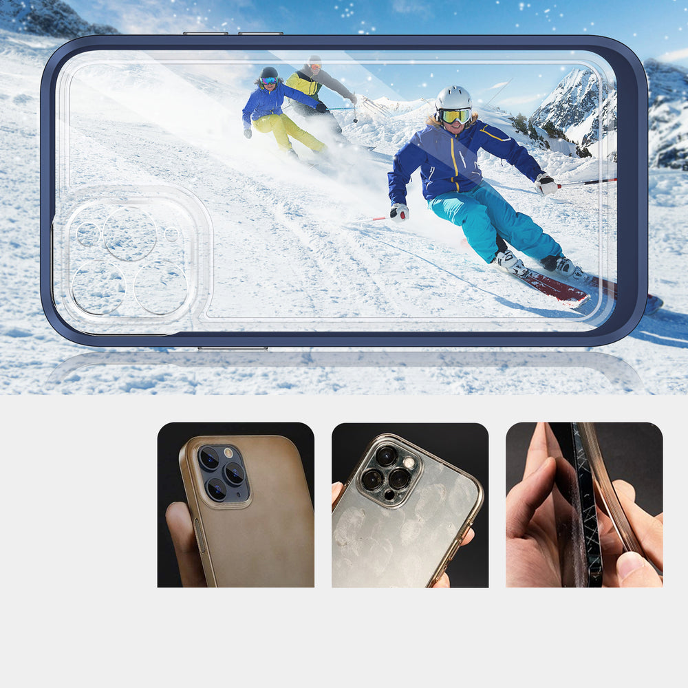Gennemsigtige 3in1 case til iPhone 11 Pro Max blå ramme gel cover
