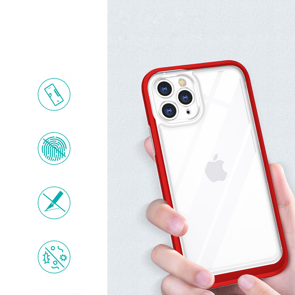 Klar 3in1 Case til iPhone 11 Pro Max Frame Cover Gel Red