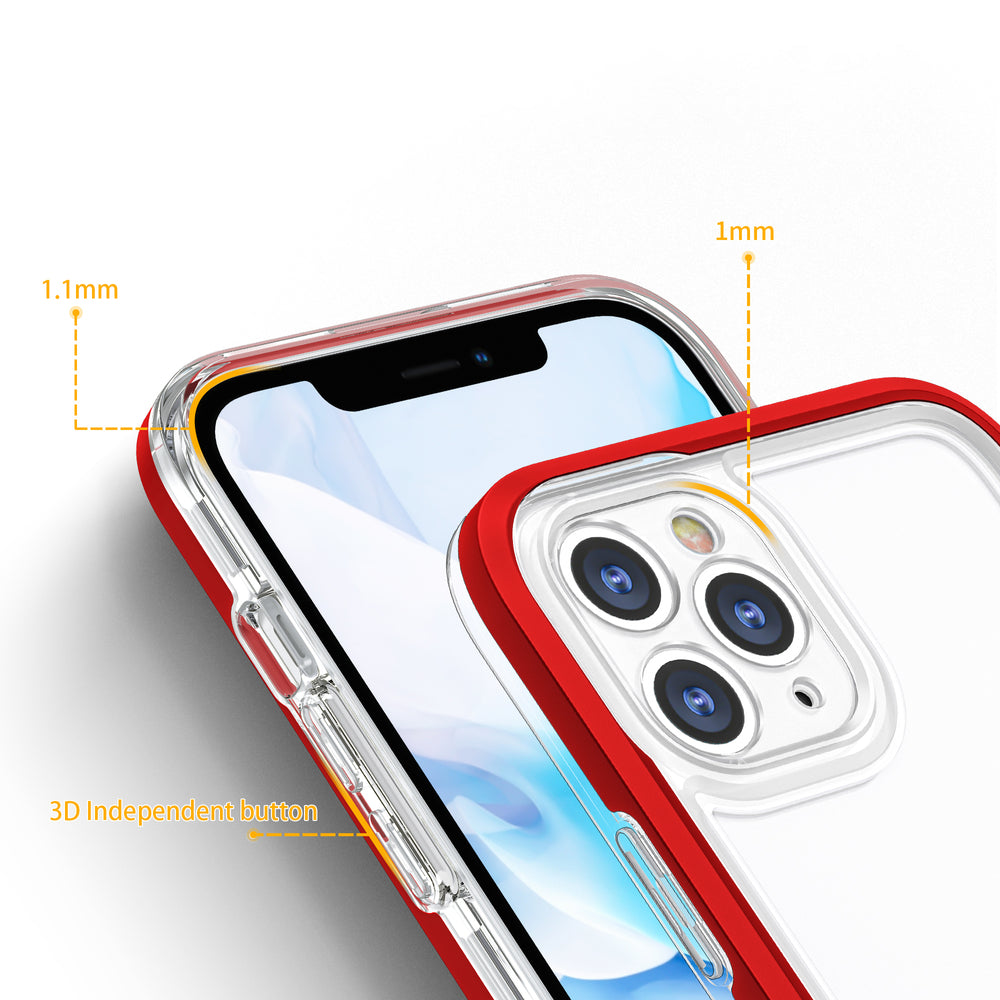 Klar 3in1 Case til iPhone 11 Pro Max Frame Cover Gel Red