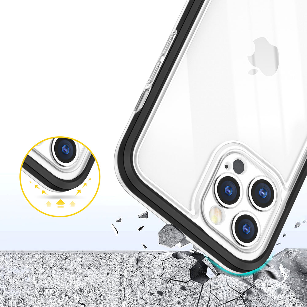 Gennemsigtige 3in1 case til iPhone 12 Pro ramme gel cover sort