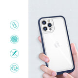 Gennemsigtige 3in1 case til iPhone 12 Pro blå ramme gel cover
