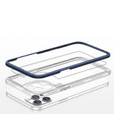Gennemsigtige 3in1 case til iPhone 12 Pro blå ramme gel cover
