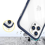 Gennemsigtige 3in1 case til iPhone 12 Pro blå ramme gel cover