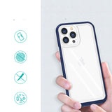 Gennemsigtige 3in1 case til iPhone 13 Pro blå ramme gel cover
