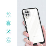 Klar 3in1 Case til Samsung Galaxy A22 4G Frame Gel Cover sort