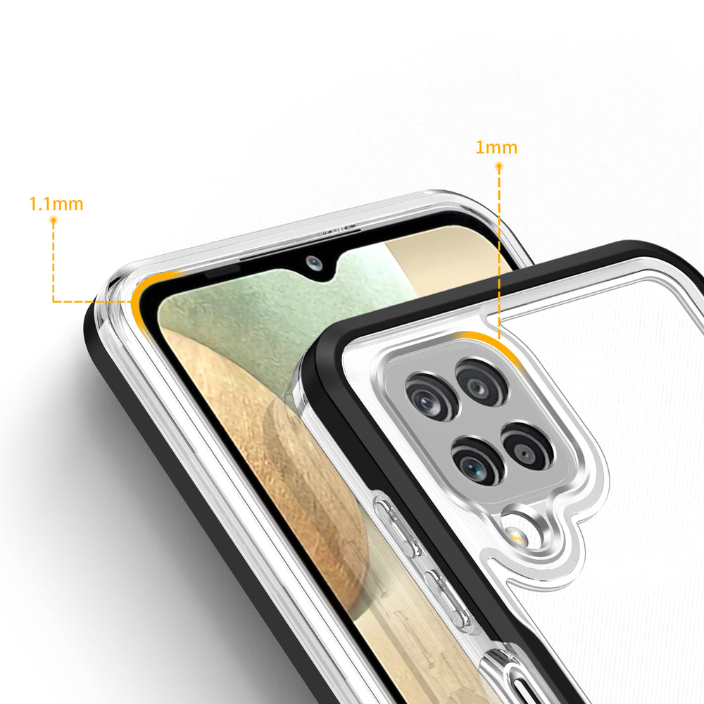 Klar 3in1 Case til Samsung Galaxy A22 4G Frame Gel Cover sort