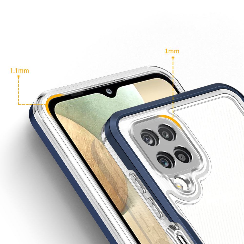 Klar 3in1 Case til Samsung Galaxy A22 4G Frame Gel Cover Blå