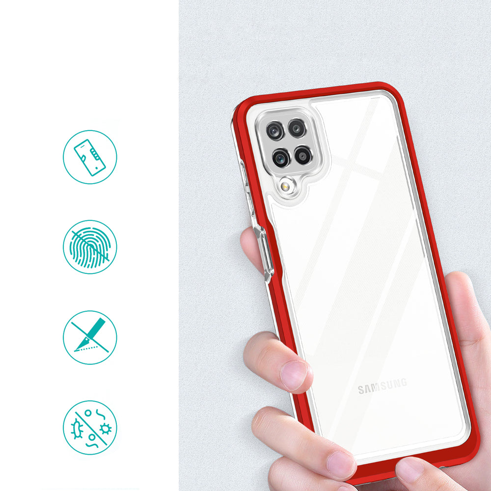 Klar 3in1 Case til Samsung Galaxy A22 4G Frame Gel Cover Red