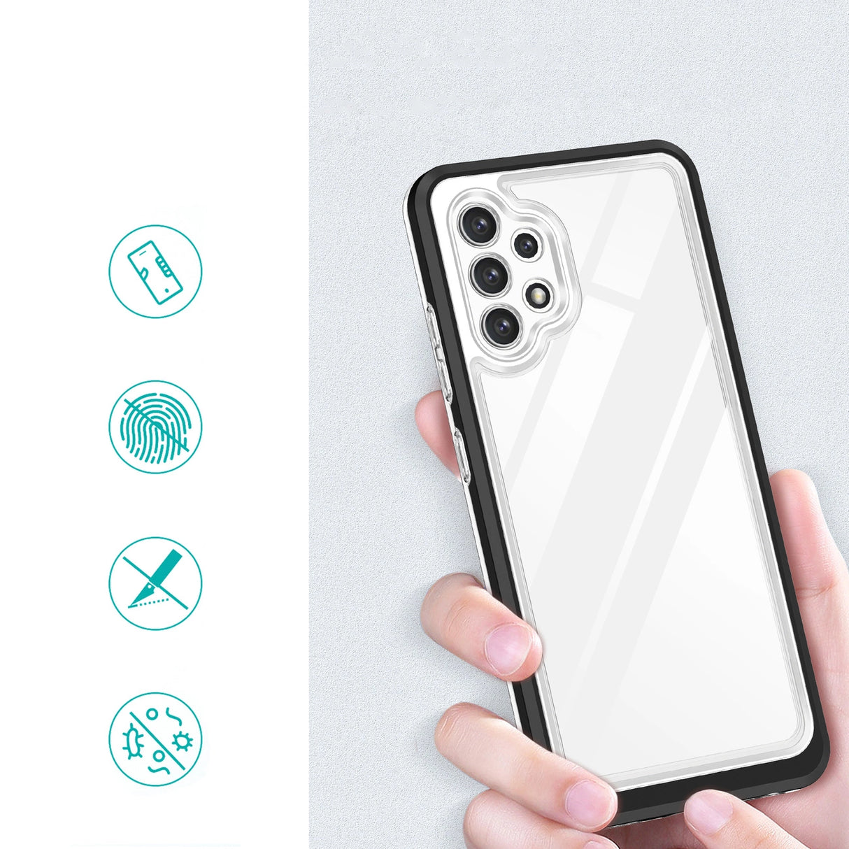 Clear 3in1 Case til Samsung Galaxy A32 5G Frame Gel Cover sort