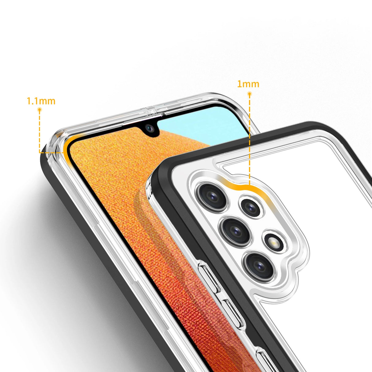 Clear 3in1 Case til Samsung Galaxy A32 5G Frame Gel Cover sort