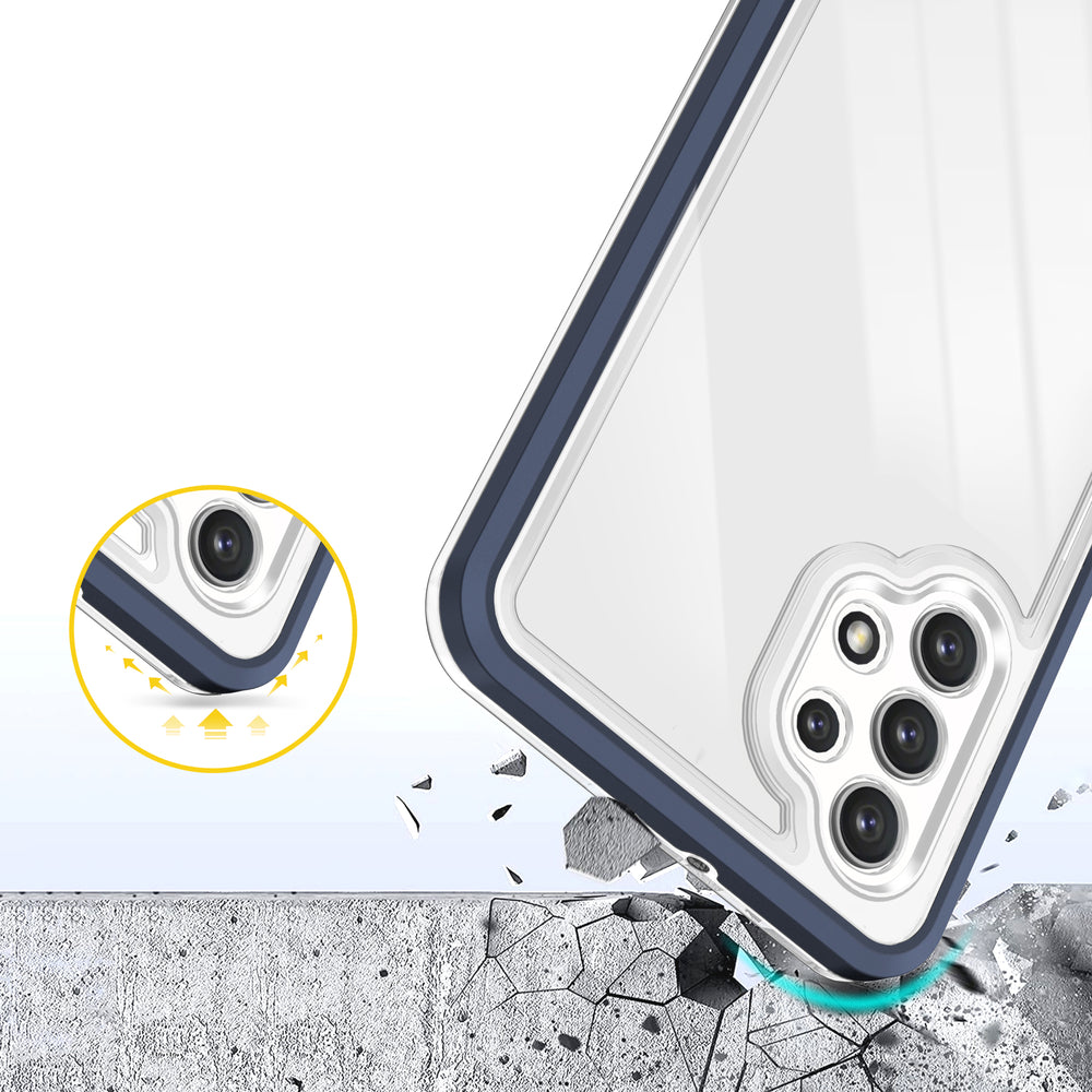 Klar 3in1 Case til Samsung Galaxy A32 5G Frame Gel Cover Blå