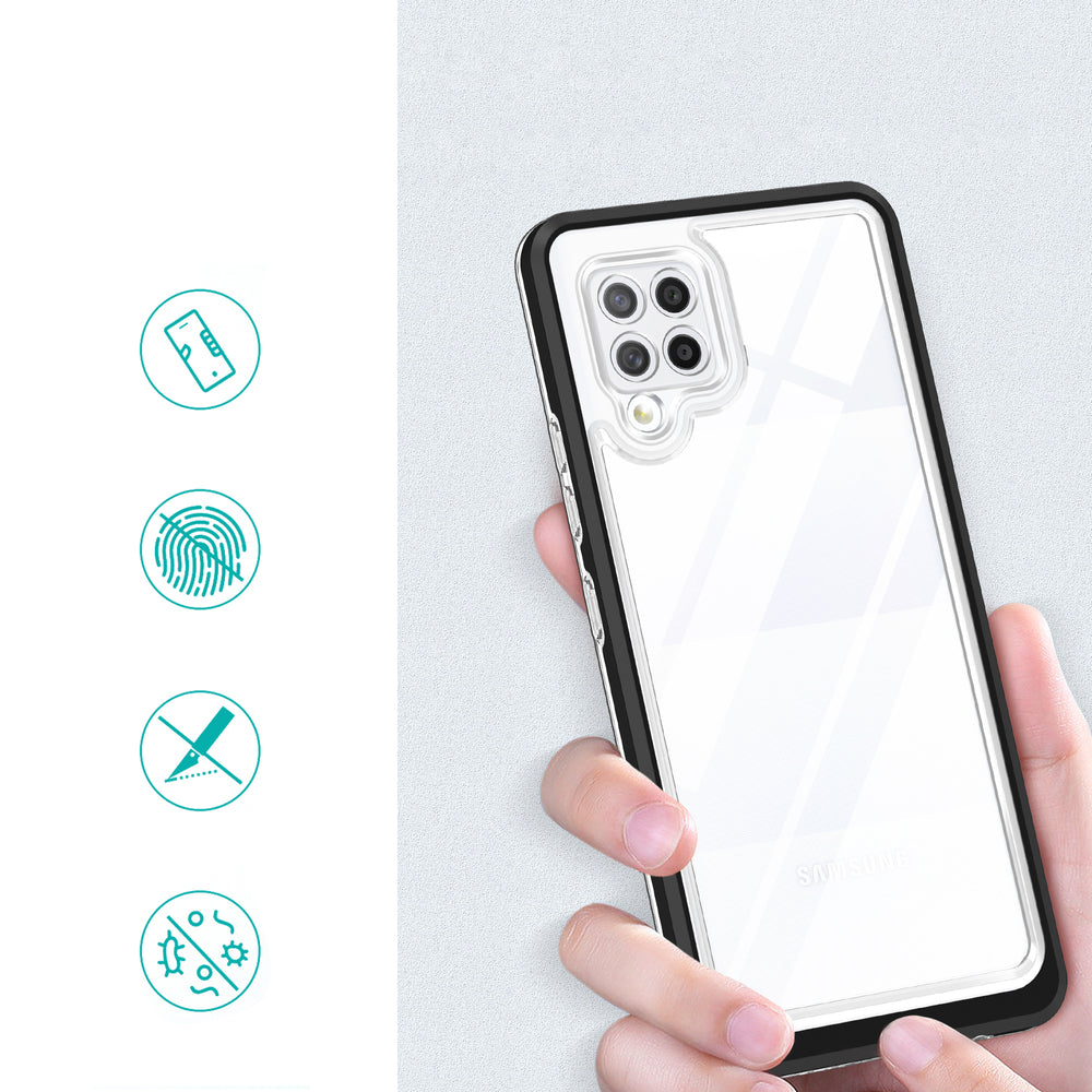 Klar 3in1 Case til Samsung Galaxy A42 5G Frame Gel Cover sort