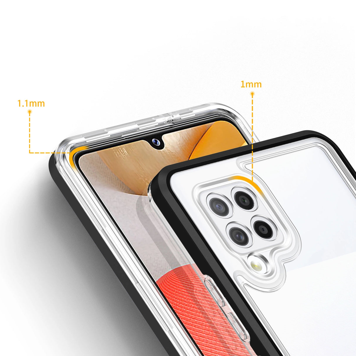 Clear 3in1 Case til Samsung Galaxy A42 5G Frame Gel Cover sort