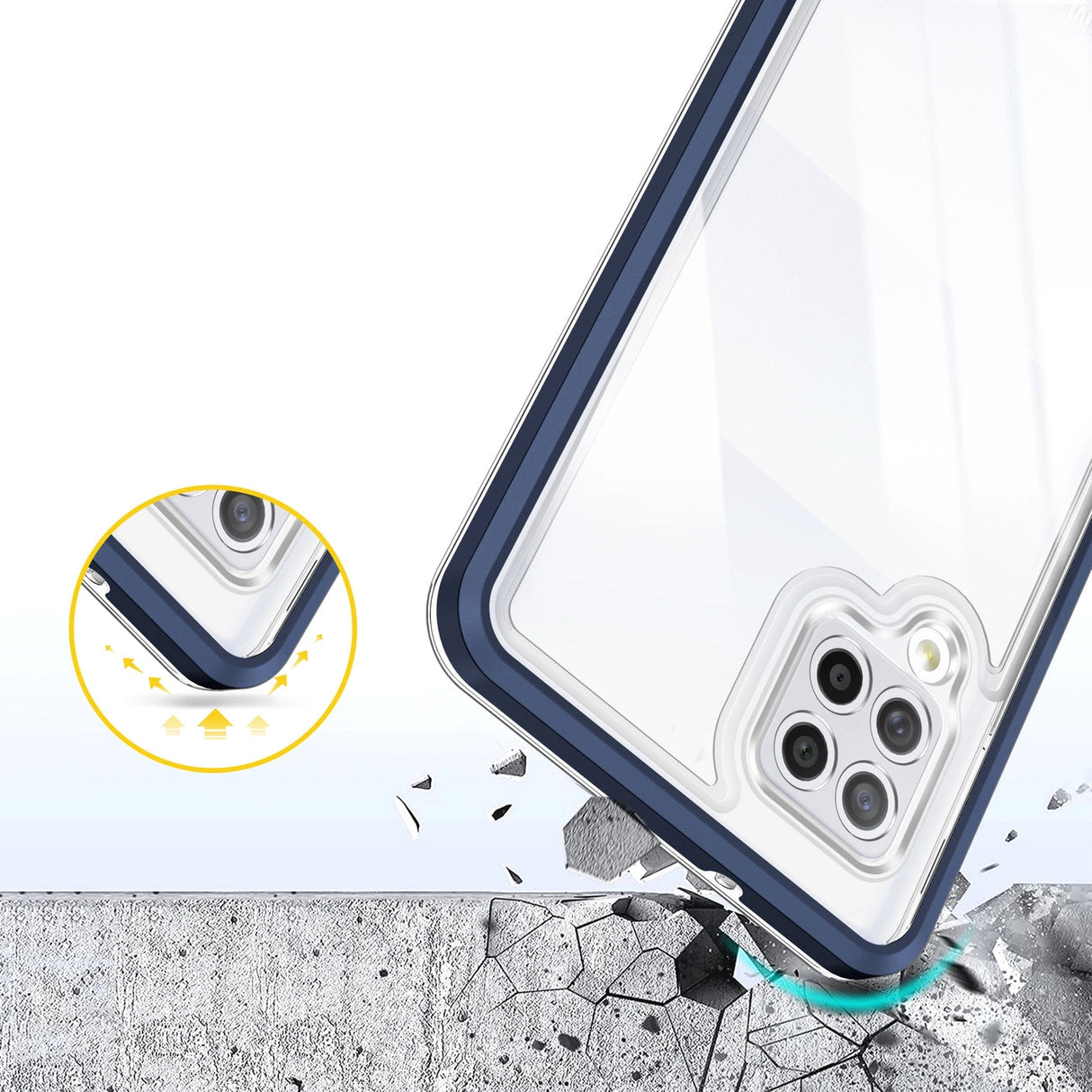 Clear 3in1 Case til Samsung Galaxy A42 5G Frame Gel Cover Blå
