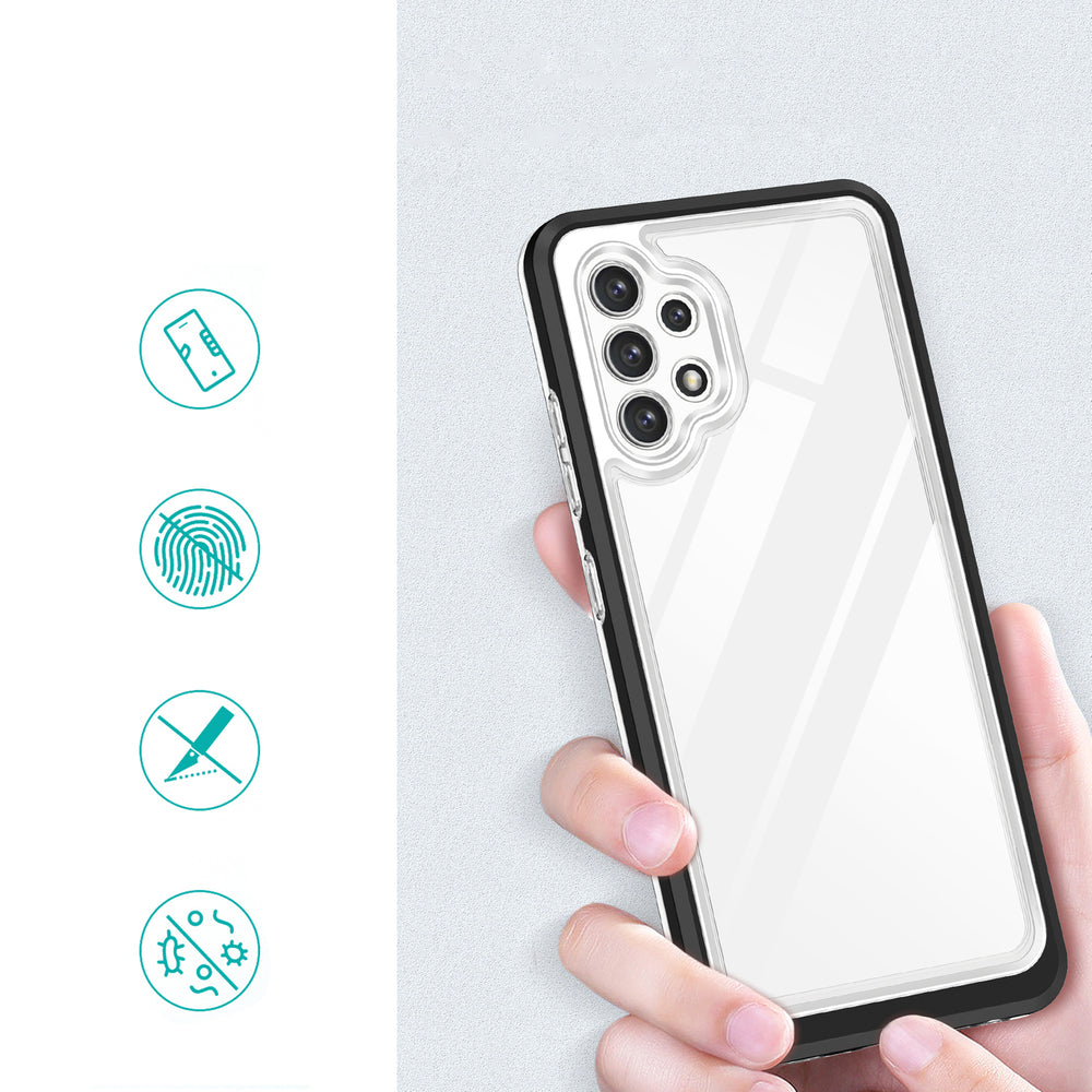 Klar 3in1 Case til Samsung Galaxy A72 4G Frame Gel Cover sort