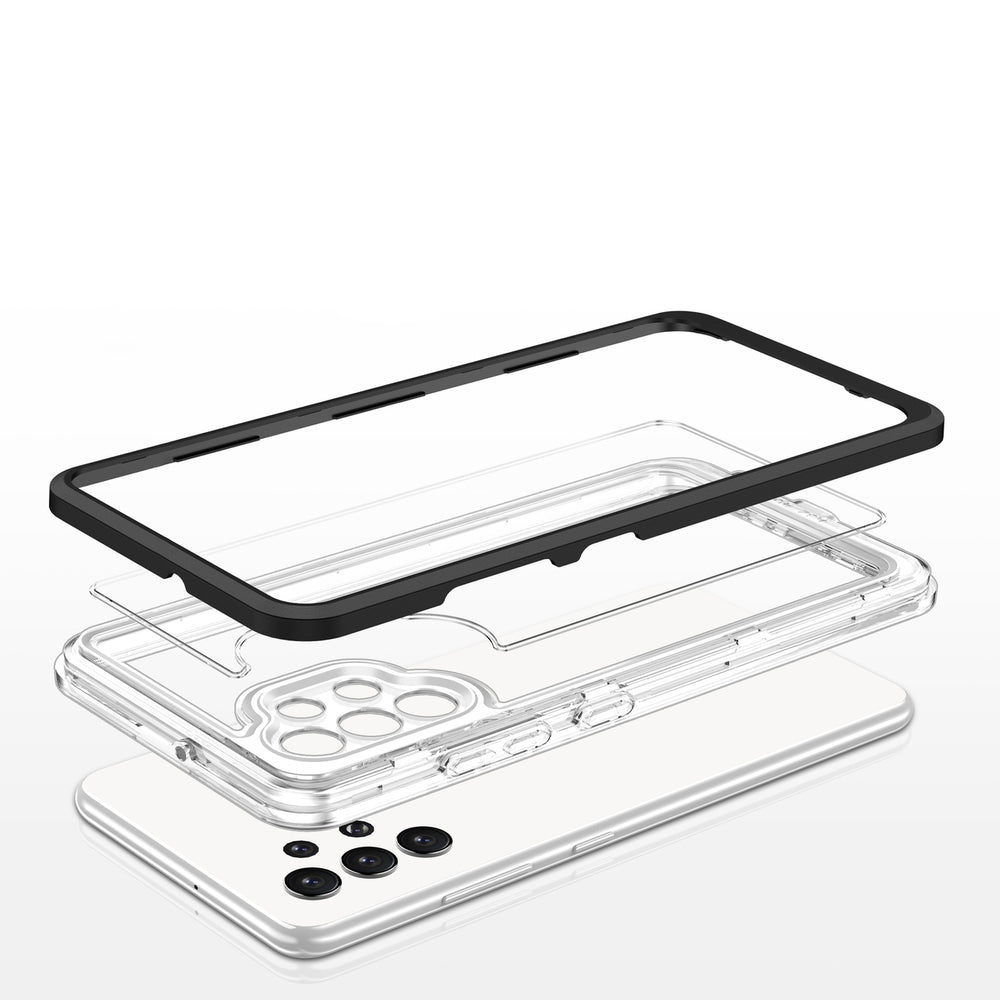 Klar 3in1 Case til Samsung Galaxy A72 4G Frame Gel Cover sort