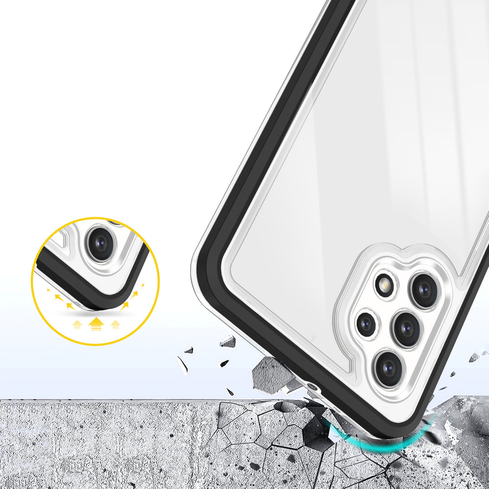 Klar 3in1 Case til Samsung Galaxy A72 4G Frame Gel Cover sort