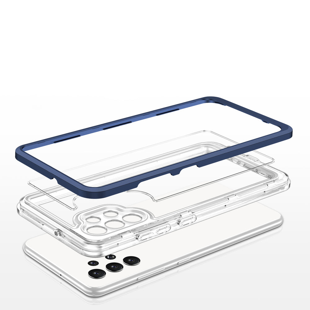 Klar 3in1 Case til Samsung Galaxy A72 4G Frame Gel Cover Blå