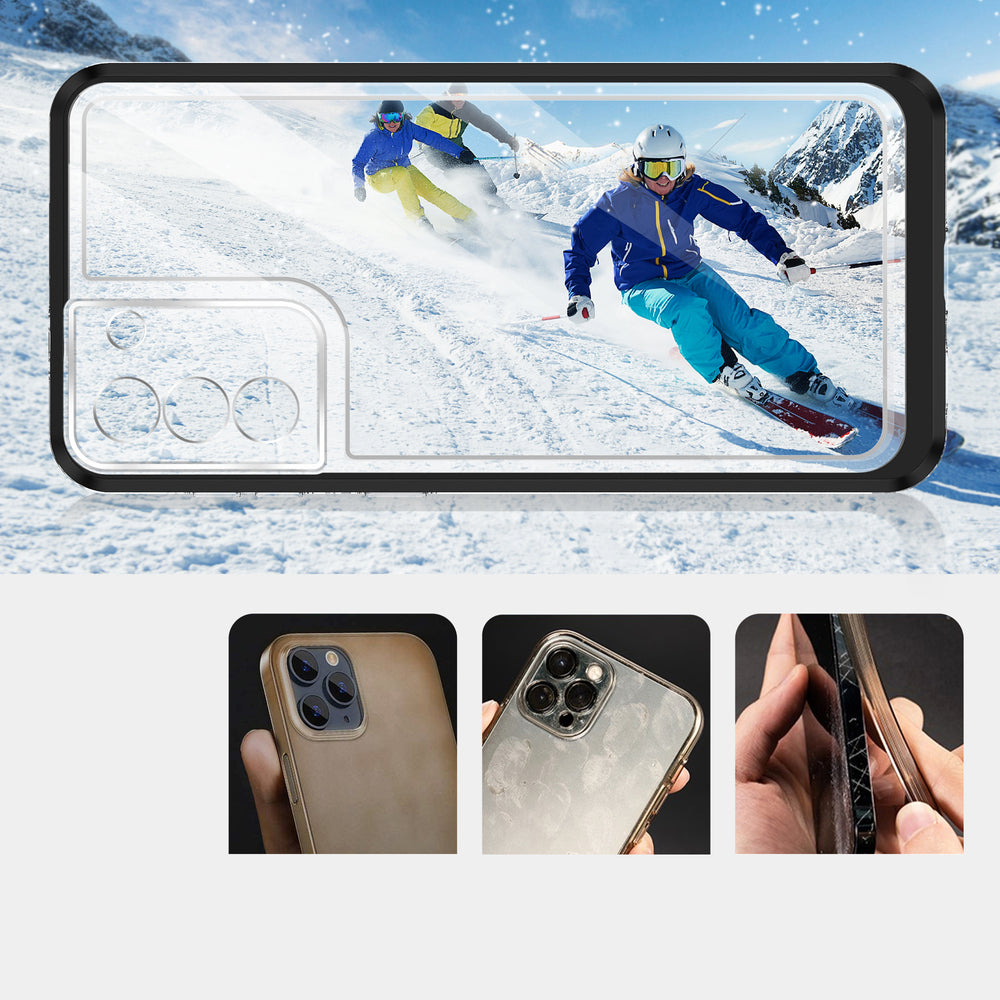 Clear 3in1 Case til Samsung Galaxy S22 + (S22 Plus) Frame Gel Cover sort