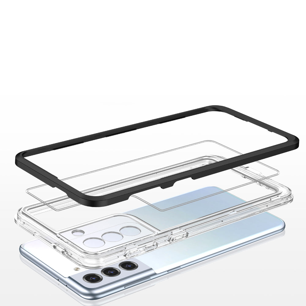 Clear 3in1 Case til Samsung Galaxy S22 + (S22 Plus) Frame Gel Cover sort